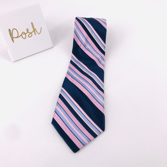Vintage Other - Vintage Marshall Fields Tie Navy Pink Stripes EUC